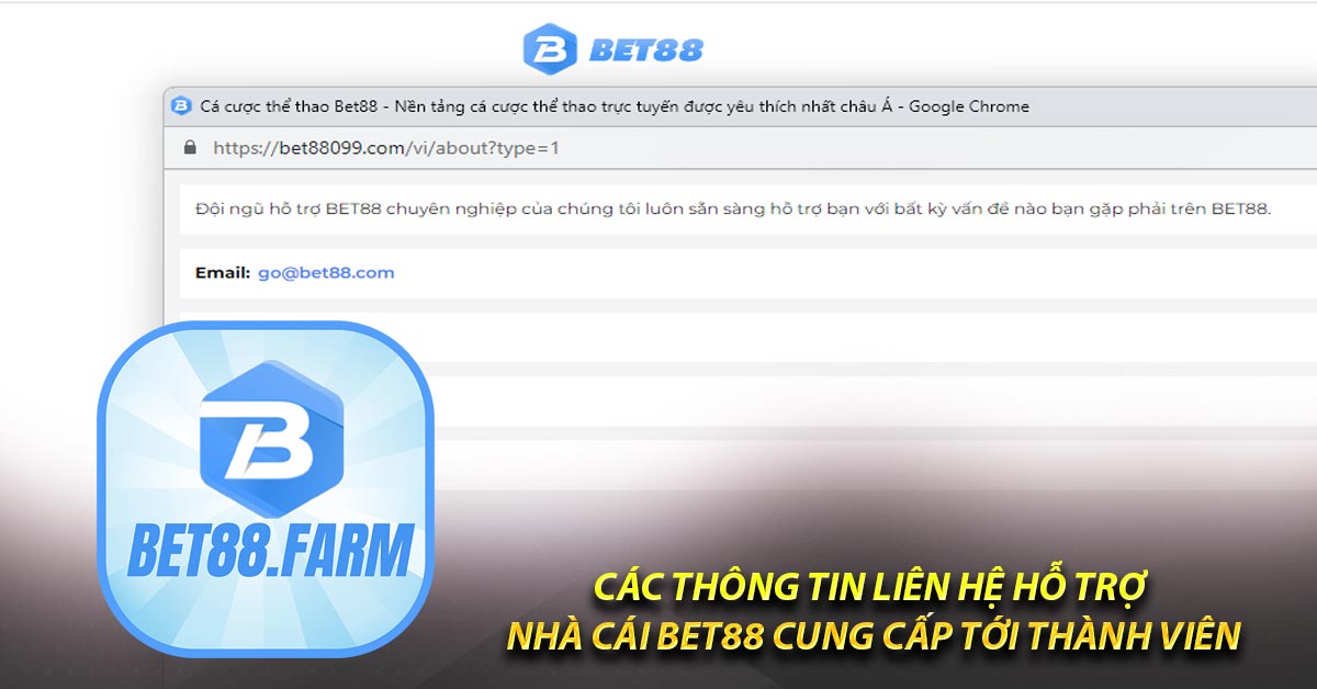 Các thông tin liên hệ hỗ trợ nhà cái BET88 cung cấp tới thành viên